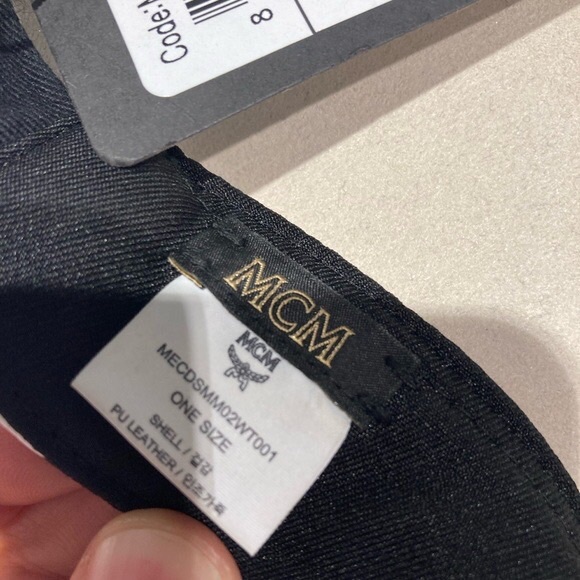 NWT MCM White & Black Diamond Visetos Leather Visor - One Size - Picture 5 of 5